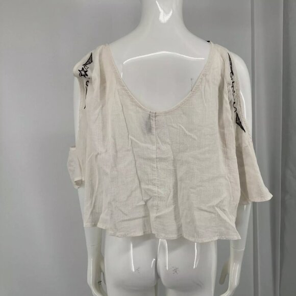 Divided H&M Women's Embroidered Gauze Top Blouse Shirt Cold Shoulder Tassels 8 - Picture 4 of 8